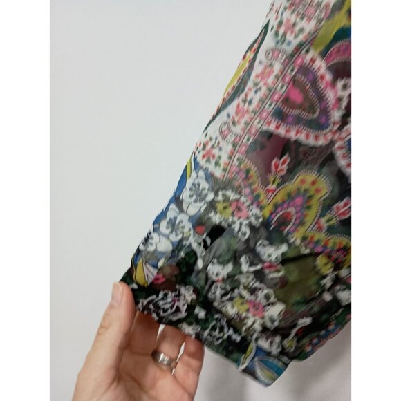 Cabi BOHO Y2K Kimono Womens Small Floral Chiffon Sheer Short Sleeve Tie Top #543 - Picture 5 of 8